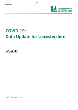 COVID-19: Data Update for Leicestershire