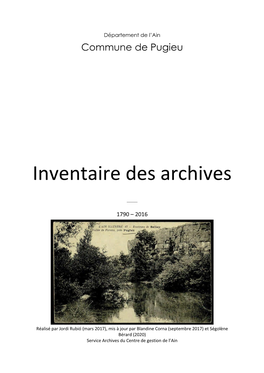 Inventaire Des Archives