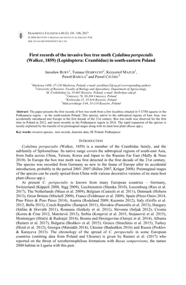 First Records of the Invasive Box Tree Moth Cydalima Perspectalis (Walker, 1859) (Lepidoptera: Crambidae) in South-Eastern Poland