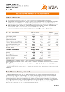 Delivering Our Strategy in Tobacco and Ngp