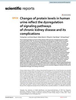 Changes of Protein Levels in Human Urine Reflect the Dysregulation Of