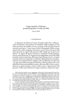 Legge Marziale a Palermo: Protesta Popolare E Rivolta Nel 1866