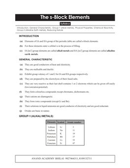 S- Block Elements