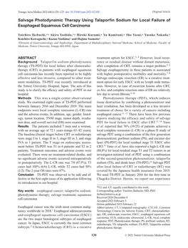 Salvage Photodynamic Therapy Using Talaporfin Sodium for Local Failure of Esophageal Squamous Cell Carcinoma