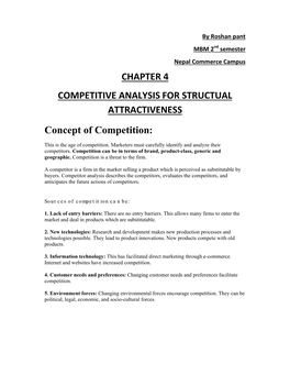 CHAPTER 4 COMPETITIVE ANALYSIS for STRUCTUAL ATTRACTIVENESS Concept of Competition