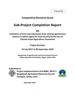 Sub-Project Completion Report