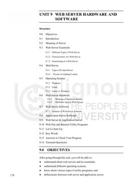 Unit 9 Web Server Hardware and Software