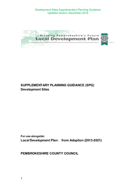 Development Sites Supplementary Planning Guidance Updated Version, December 2016