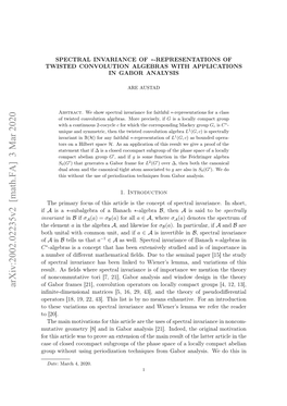 Arxiv:2002.02235V2 [Math.FA]