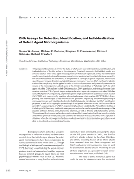 DNA Assays for Detection, Identification, and Individualization of Select Agent Microorganisms