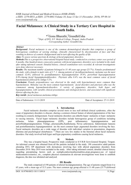 Facial Melanoses: a Clinical Study in a Tertiary Care Hospital in South India