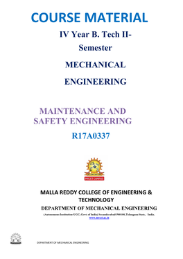 Maintenance and Safety Engineering R17a0337