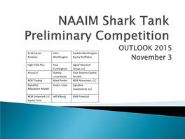 NAAIM Shark Tank Preliminary Competition