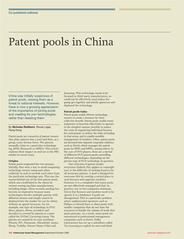 Patent Pools in China