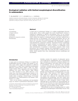 Ecological Radiation with Limited Morphological Diversification In