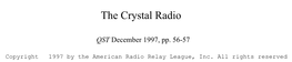 The Crystal Radio