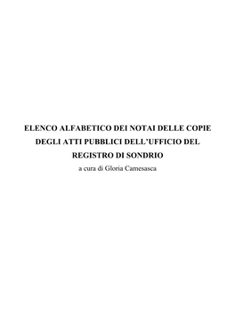 Elenco Alfabetico Dei Notai Delle Copie Degli Atti Pubblici Dell'ufficio Del