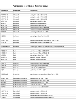 Publications Consultables Dans Nos Locaux