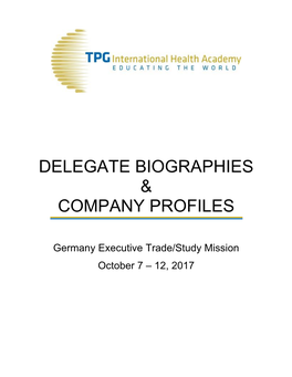 Delegate Biographies & Company Profiles