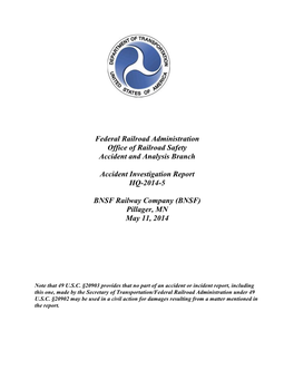 Federal Railroad Administration Office of Railroad Safety Accident and Analysis Branch