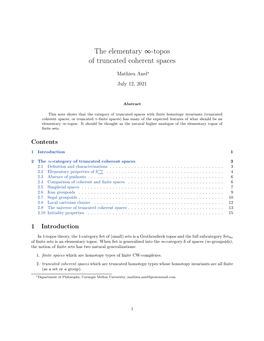 The Elementary ∞-Topos of Truncated Coherent Spaces