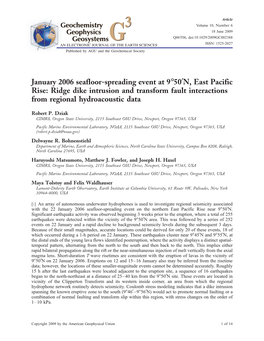 January 2006 Seafloorspreading Event at 950N, East Pacific Rise