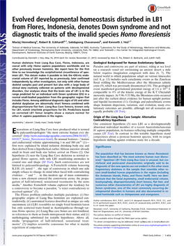 Evolved Developmental Homeostasis Disturbed in LB1 from Flores, Indonesia, Denotes Down Syndrome and Not Diagnostic Traits of the Invalid Species Homo Floresiensis