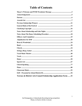 Table of Contents