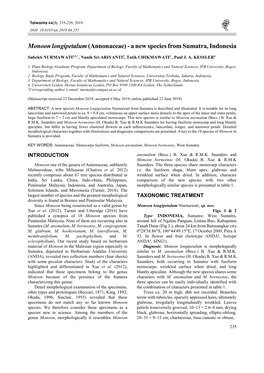 Monoon Longipetalum (Annonaceae) - a New Species from Sumatra, Indonesia