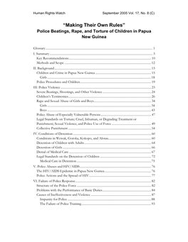 “Making Their Own Rules” Police Beatings, Rape, and Torture of Children in Papua New Guinea