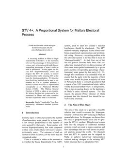 A Proportional System for Malta's Electoral Process