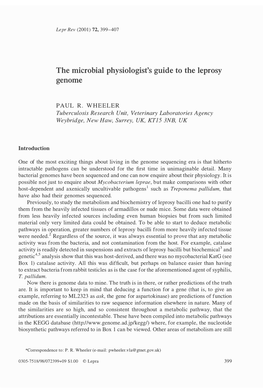 The Microbial Physiologist's Guide to the Leprosy Genome