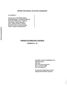 BEFORE the FEDERAL ELECTION COMMISSION in the Matter of Commission on Presidential Debates, Frank Fahrenkopf, Jr., Michael D. Mc