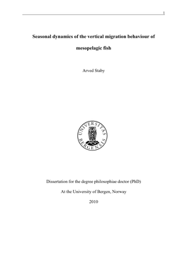 Seasonal Dynamics of the Vertical Migration Behaviour of Mesopelagic