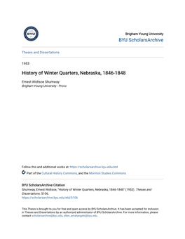 History of Winter Quarters, Nebraska, 1846-1848