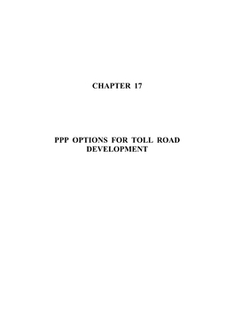 Chapter 17 Ppp Options for Toll Road Development