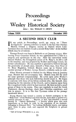 Proceedings Wesley Historical Society