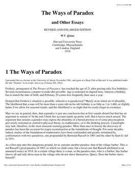 The Ways of Paradox
