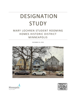 Mary Lochren Student Rooming Homes Historic District Designation Study – Submittal for State Historic Preservation Office Comment