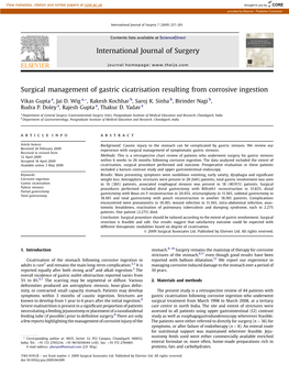 Surgical Management of Gastric Cicatrisation Resulting from Corrosive Ingestion