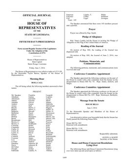 House of Representatives State Capitol Petitions, Memorials, and Baton Rouge, Louisiana Communications