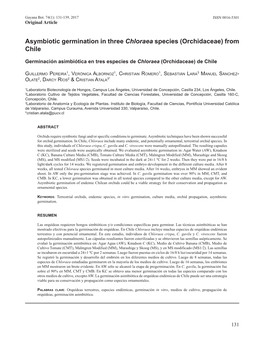 Asymbiotic Germination in Three Chloraea Species (Orchidaceae) from Chile