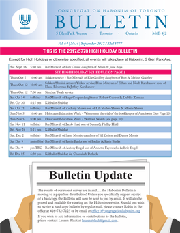 Bulletin Vol. 64 | No. 4 | June 2017 / Elul 5777