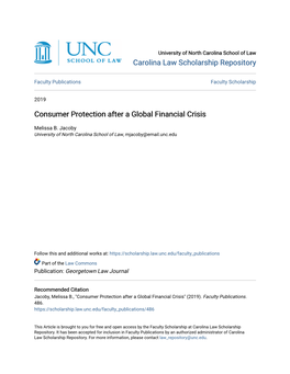 Consumer Protection After a Global Financial Crisis