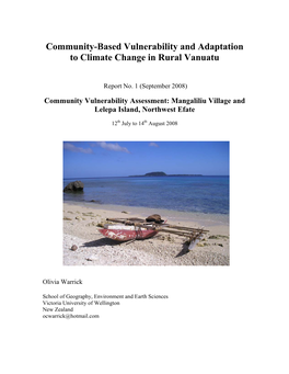 Community-Based Vulnerability and Adaptation to Climate Change in Rural Vanuatu