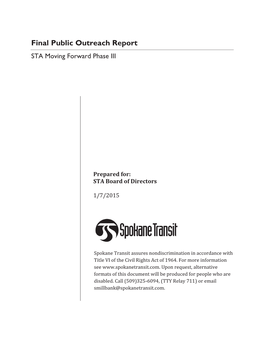 Final Public Outreach Report STA Moving Forward Phase III