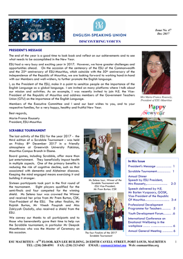 ESU-Mauritius Newsletter