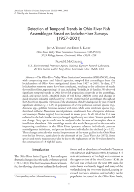 Detection of Temporal Trends in Ohio River Fish Assemblages Based on Lockchamber Surveys (1957–2001)