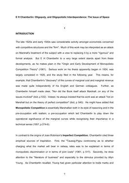 1 EH Chamberlin: Oligopoly, and Oligopolistic Interdependence