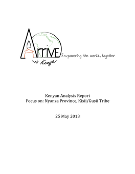 Kenyan Analysis Report Focus On: Nyanza Province, Kisii/Gusii Tribe